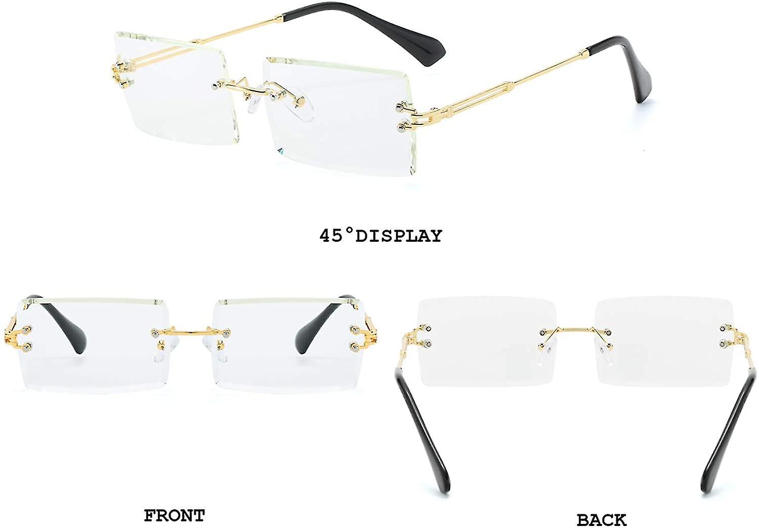 Miman Rimless Rectangle Sunglasses Compatible With Women/men Ultralight Metal Frame Eyewear Fashion Square Uv400 Glasses Unisex