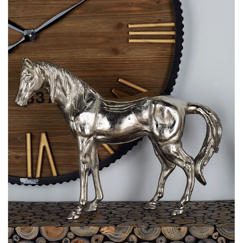 Silver Aluminum Horse Sculpture   23 x 6 x 17
