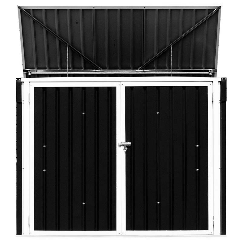 6 x 3 FT Horizontal Metal Storage Shed Outdoor Garbage Bin Enclosure, Multi-function Storage Cabinet for Garden Yard