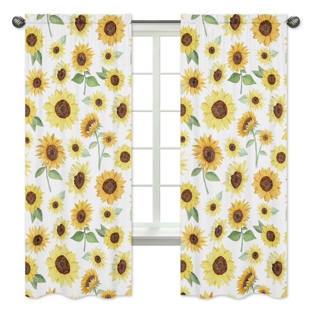 2pc Sweet Jojo Designs Sunflower Kids x27 Window Panel