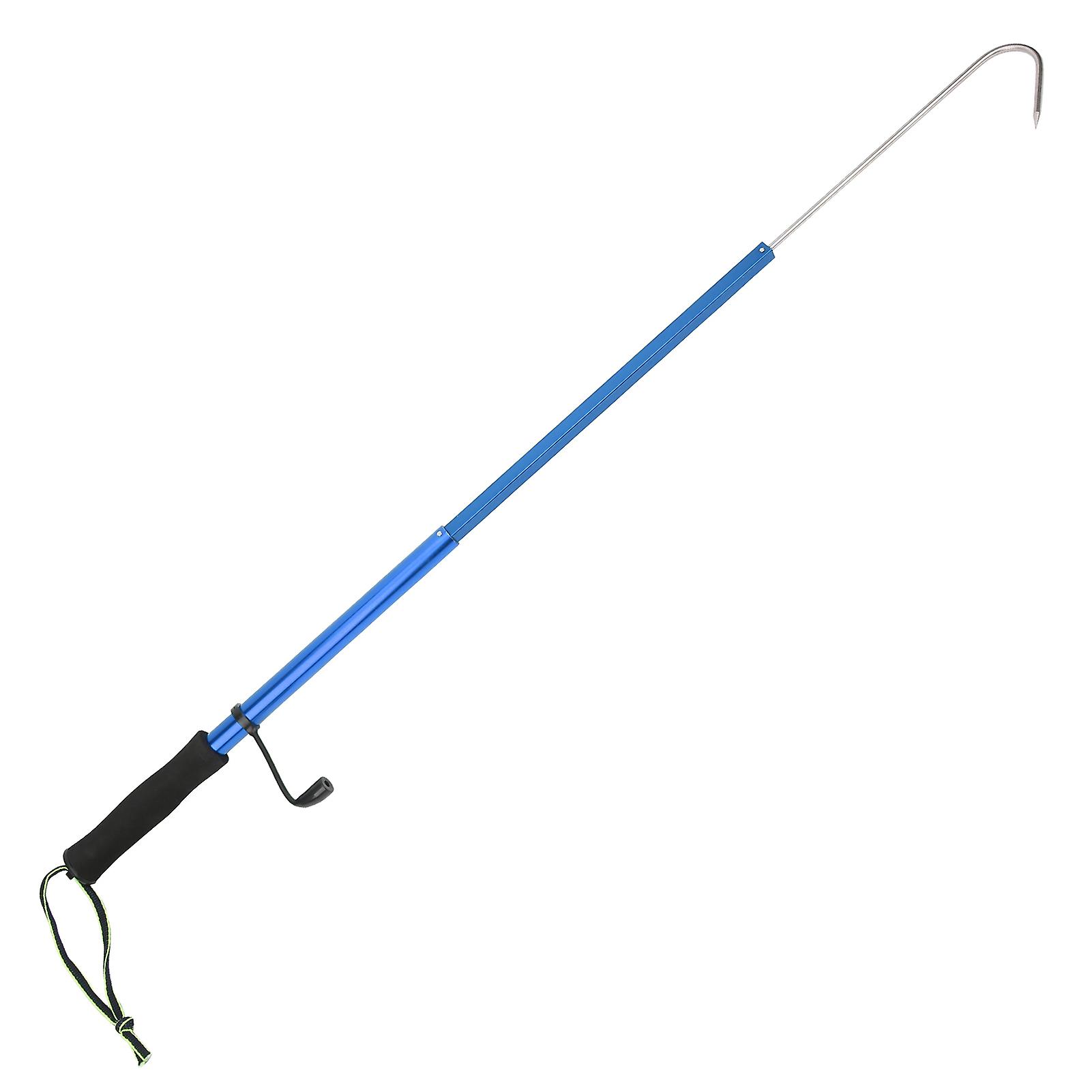 Portable Telescopic Sea Fishing Gaff Aluminum Alloy Pole With Stainless Steel Spear Hookblue 120cm