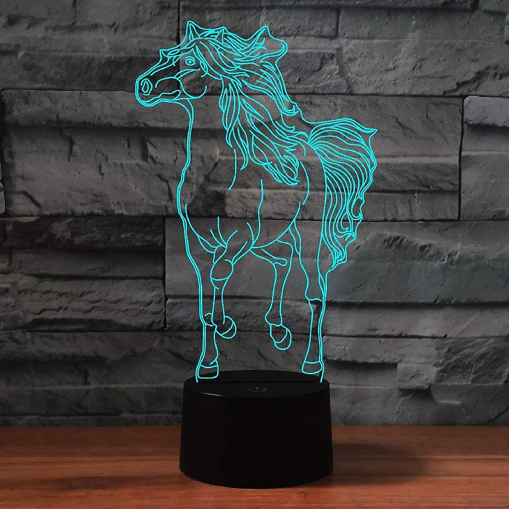 3d Gallant Horse Night Light 7 Color Change Led Table Desk Lamp Acrylic Flat Abs Base Usb Charger Home Toy Brithday Xmas Kid Children Gift