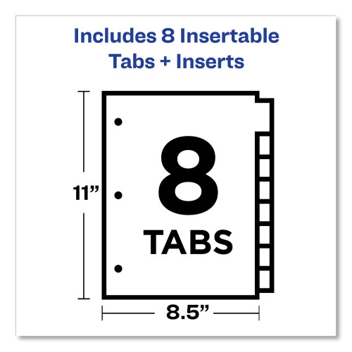 Avery Insertable Big Tab Plastic 1-Pocket Dividers， 8-Tab， 11.13 x 9.25， Assorted， 1 Set (11903)