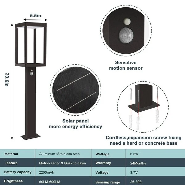 Inowel Solar Outdoor Light Pathway Dusk to Dawn Garden Lighting