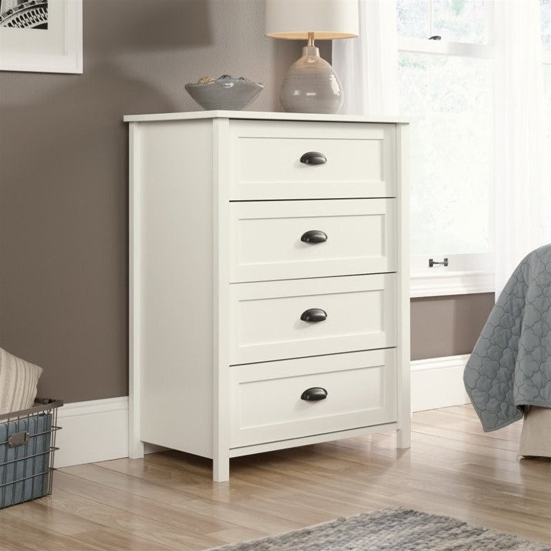 Home Square Modern 2 Piece Bedroom Set with 6 Drawer Double Dresser and 4 Drawer Chest Dresser in Soft White