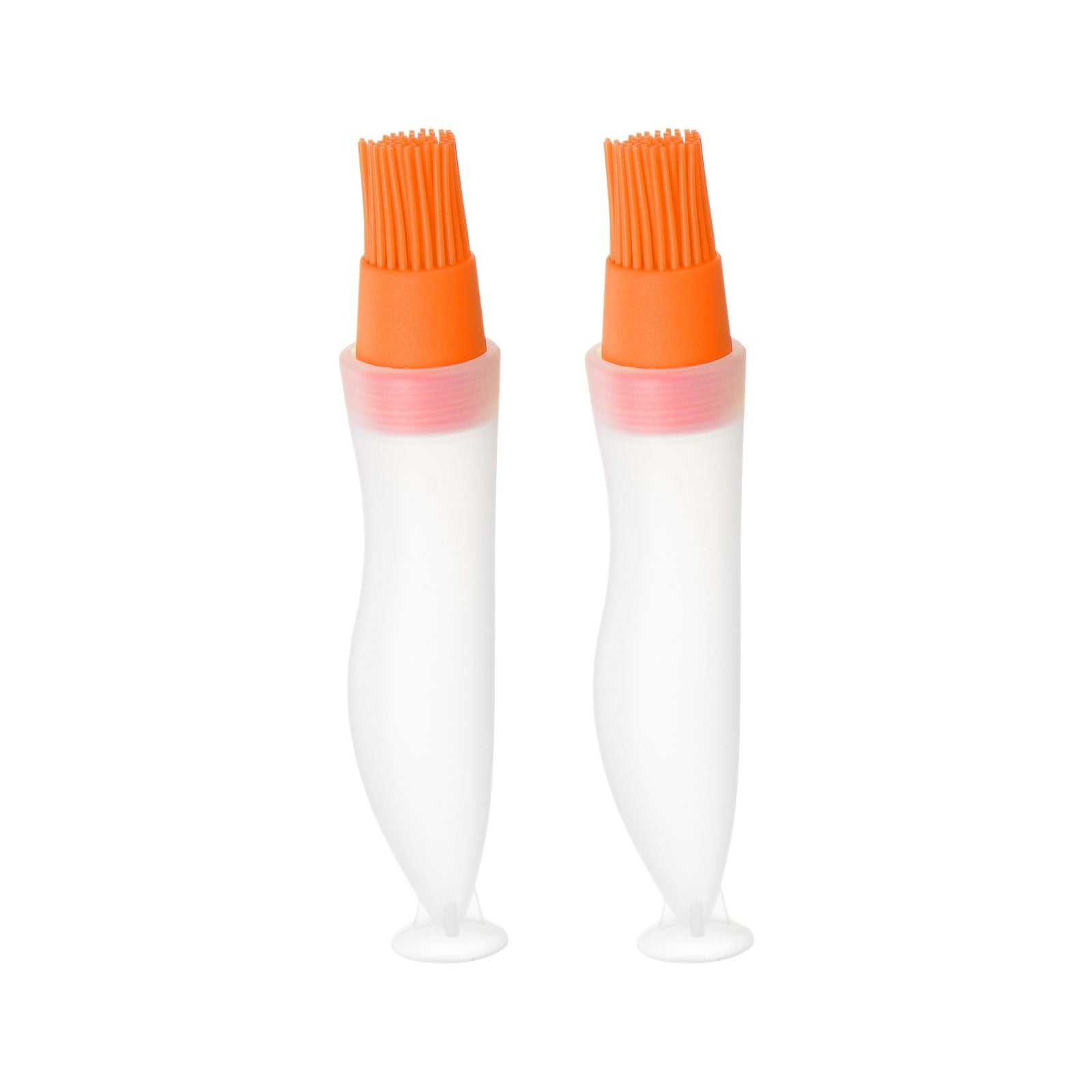 2pcs Silicone Oil Bottle Brush with Cap for Grill BBQ Cooking Baking， Orange