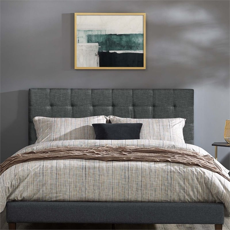 Modway Paisley Tufted Twin Upholstered Linen Fabric Headboard in Gray   Transitional   Headboards   by Homesquare  Houzz