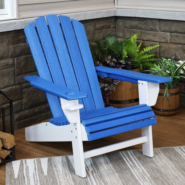 Sunnydaze AllWeather Outdoor Adirondack Chair with Drink Holder