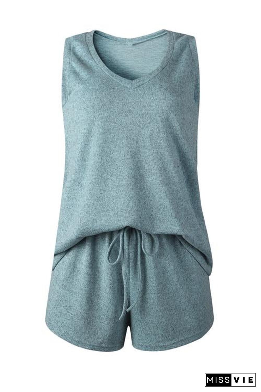 V Neck Sleeveless Tank Shorts Set