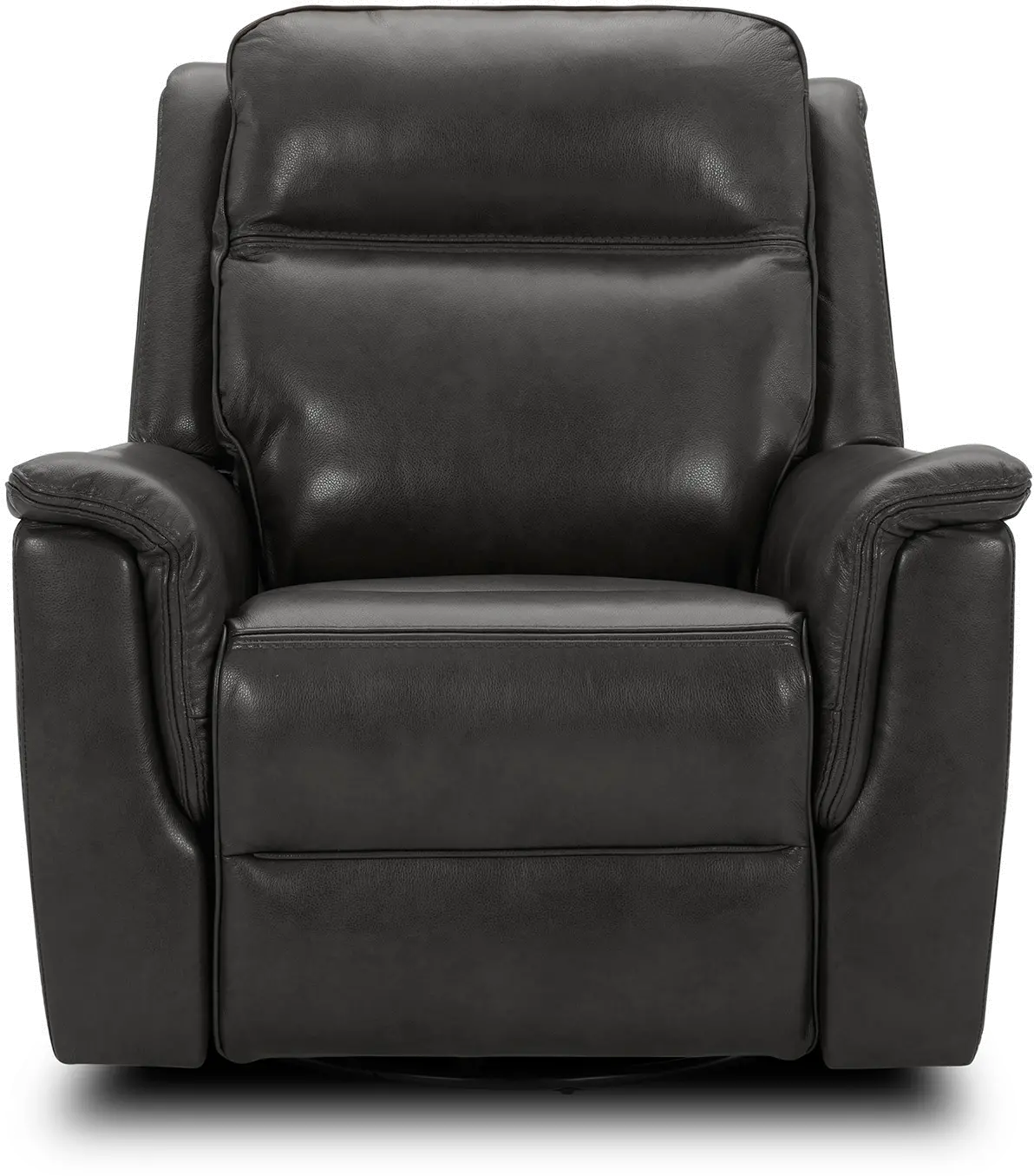 Kobe Dark Gray Leather-Match Gliding Swivel Power Recliner