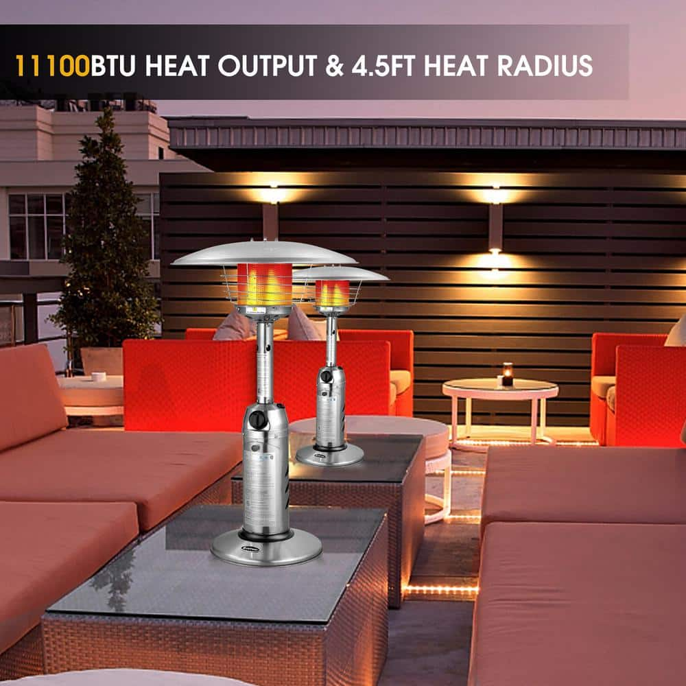 Costway 11000 BTU Commercial/Residential Portable Tabletop Silver Natural Gas Patio Heater NP10037