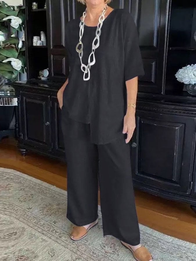 Two Piece Casual Short Sleeve Trousers