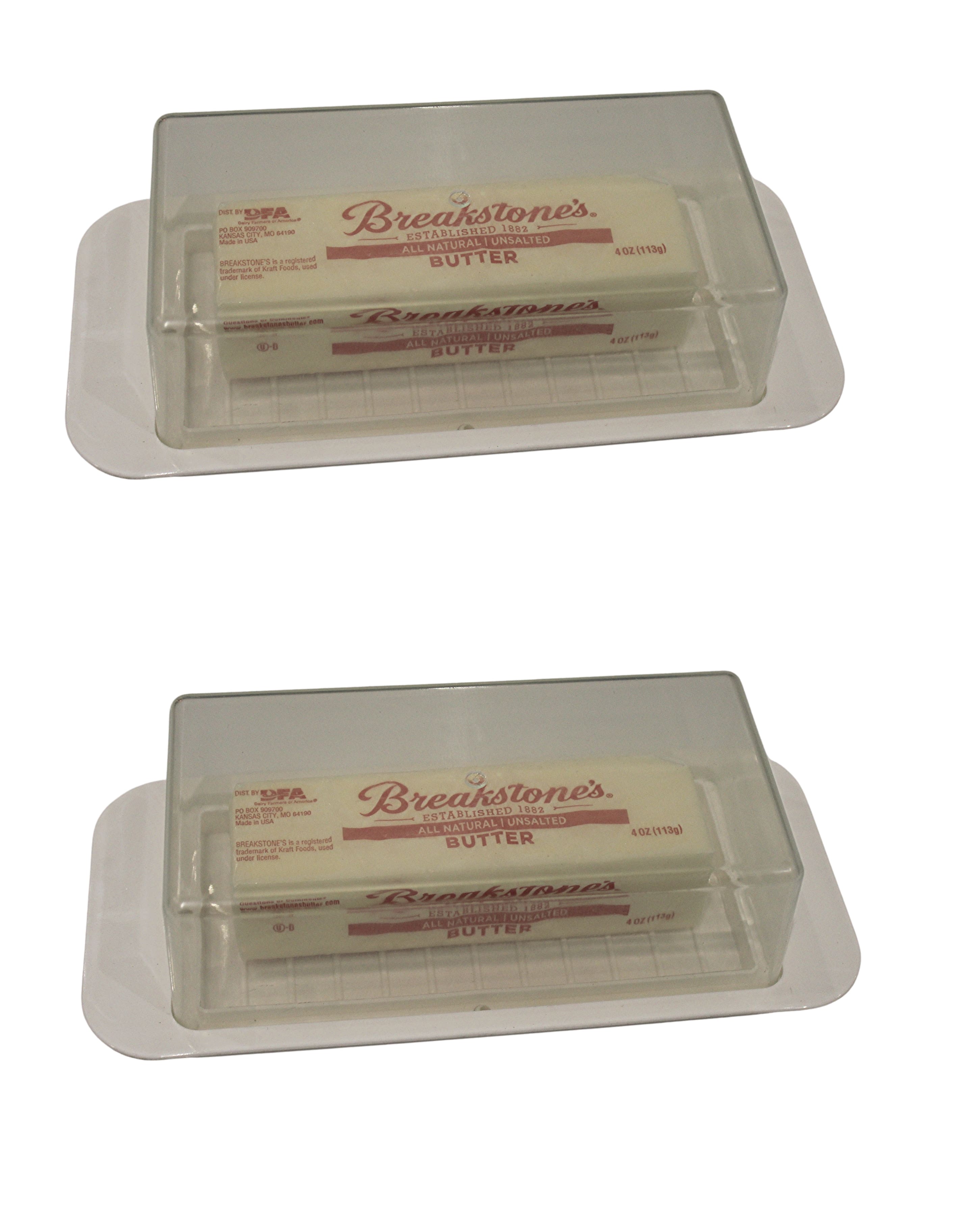 Dependable Industries 2 Pack Butter Dish With Cover and Handles Fits Both Elgin East Coast and West Coast Bars of Butter White