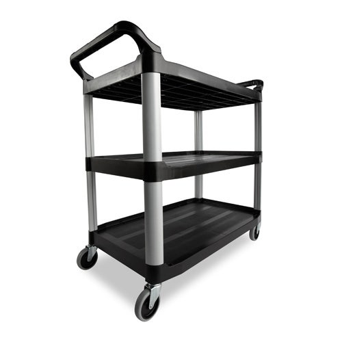 Rubbermaid FG409100BLA Xtra Three-Shelf Plastic Utility Cart， Black