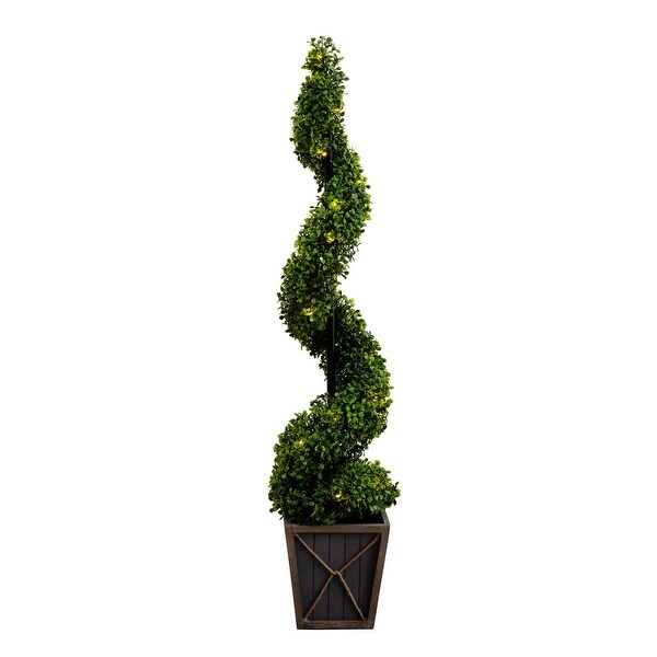 45 UV Resistant Boxwood Spiral Topiary with Lights in Planter