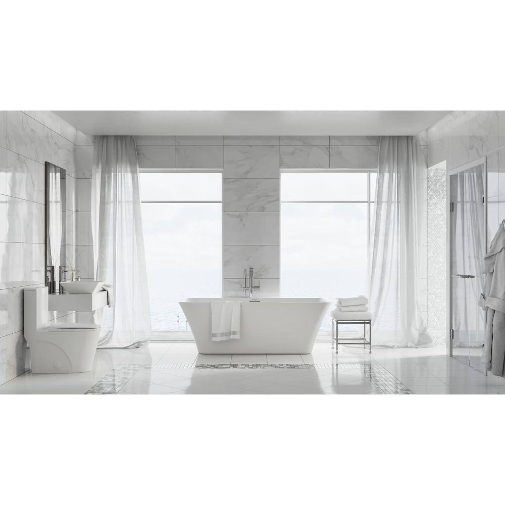 Swiss Madison St. Tropez 10 in. 1-piece 1.11.6 GPF Dual Flush Elongated Toilet in Glossy White Seat Included SM-1T274