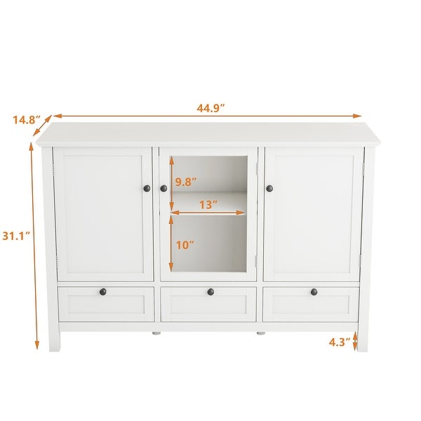 44.9'' Accent Cabinet Modern Console Table Sideboard for Living Room Dining Room With 2 Doors， 3 Drawers