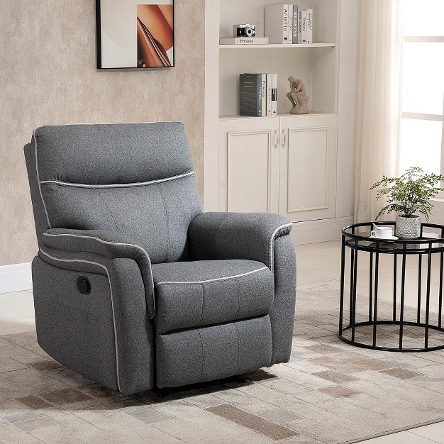 Homcom Manual Recliner Armchair With Thick Padded Headrest Back And Footrest And Adjustable 150 Degree Angle Gray