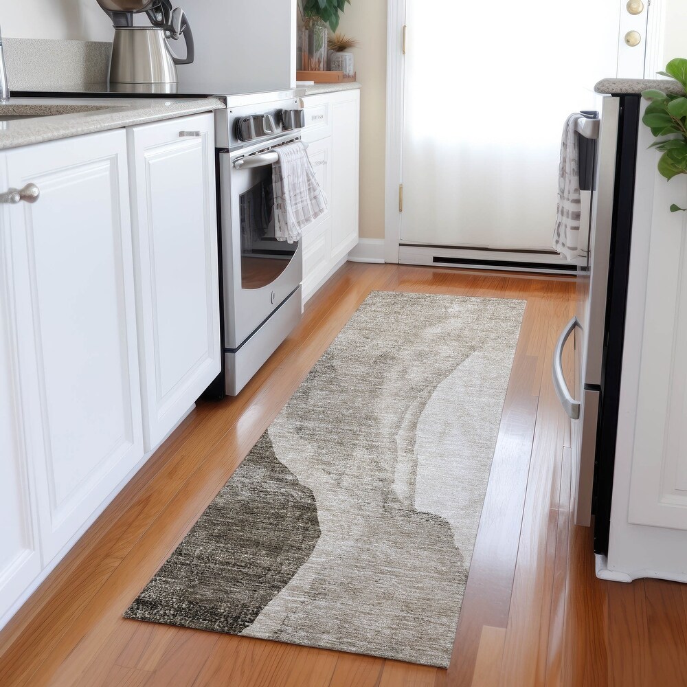 Machine Washable Indoor/ Outdoor Chantille Modern Abstract Rug