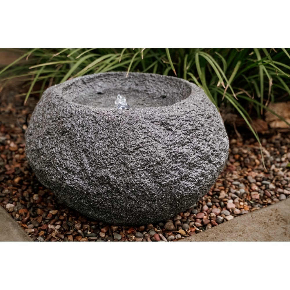 XBrand Round Sphere Stone Textured Tabletop Water Fountain  11.6 Inch Tall  Grey