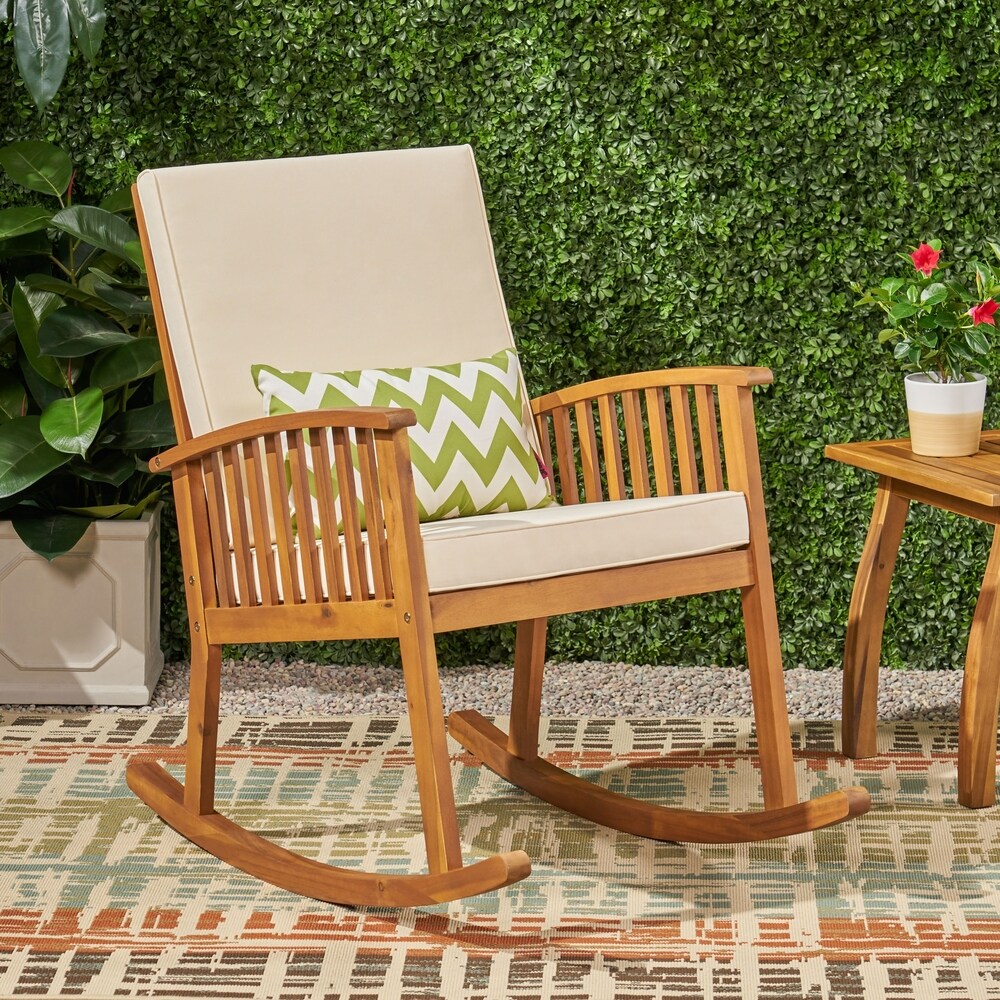 Casa Outdoor Acacia Wood Rocking Chair by Christopher Knight Home