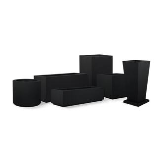 PolyStone Planters Milan Tall 46 in. x 17 in. Black Composite Trough 1004