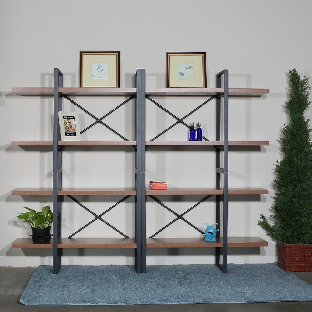 8 Tier and 8 Open Wider Metal Frame and Industrial Wood Etagere Bookcase   70.87*56.69*13 inches