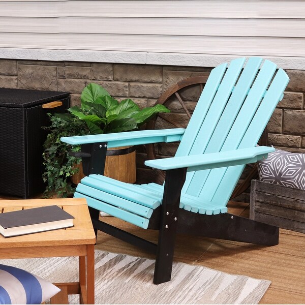 AllWeather Turquoise/Black Outdoor Adirondack Chair with Drink Holder