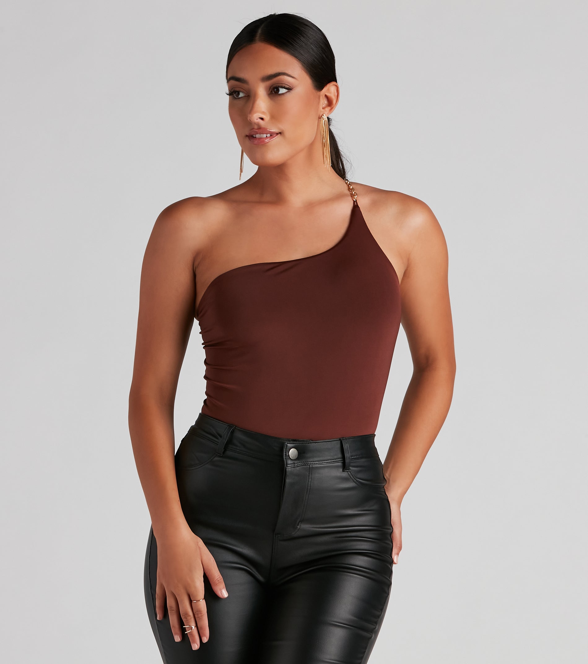 CLEARANCE - Major Chain Strap Open Back Bodysuit