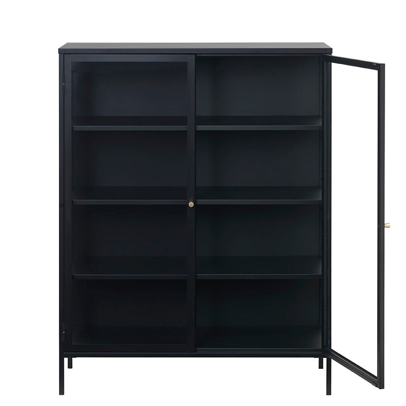 CARMEL 2 Door Glass Display Cabinet 110x140cm - Black