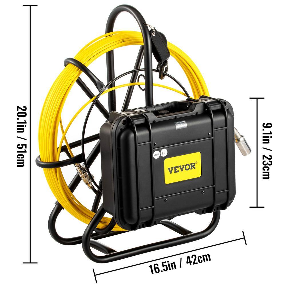 VEVOR Pipeline Inspection Camera 300 ft. Sewer Pipe Camera 9 in. Screen with 8 GB DVR SD Card LED Light for Home Wall Duct GDSTJ300FTGDKSY01V1