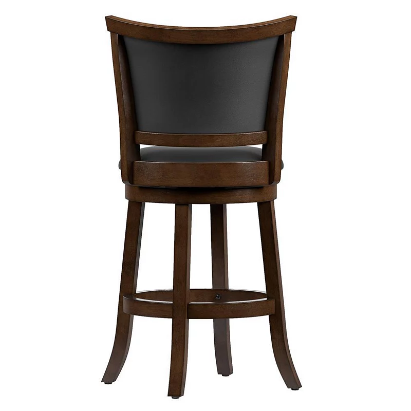 CorLiving Woodgrove Brown Wood Counter Height Barstool with Bonded Leather Seat， set of 2