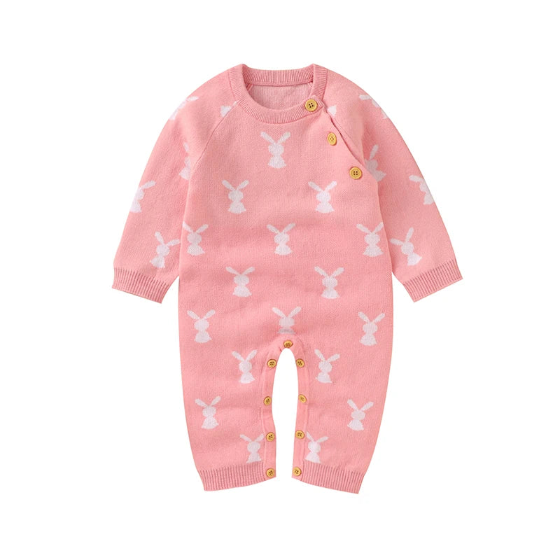 Baby Romper Cotton Knitted Newborn Boy Girl Jumpsuit Outfit  Long Sleeve Fall Toddler Infant Winter Clothing Cute Rabbit Onesies