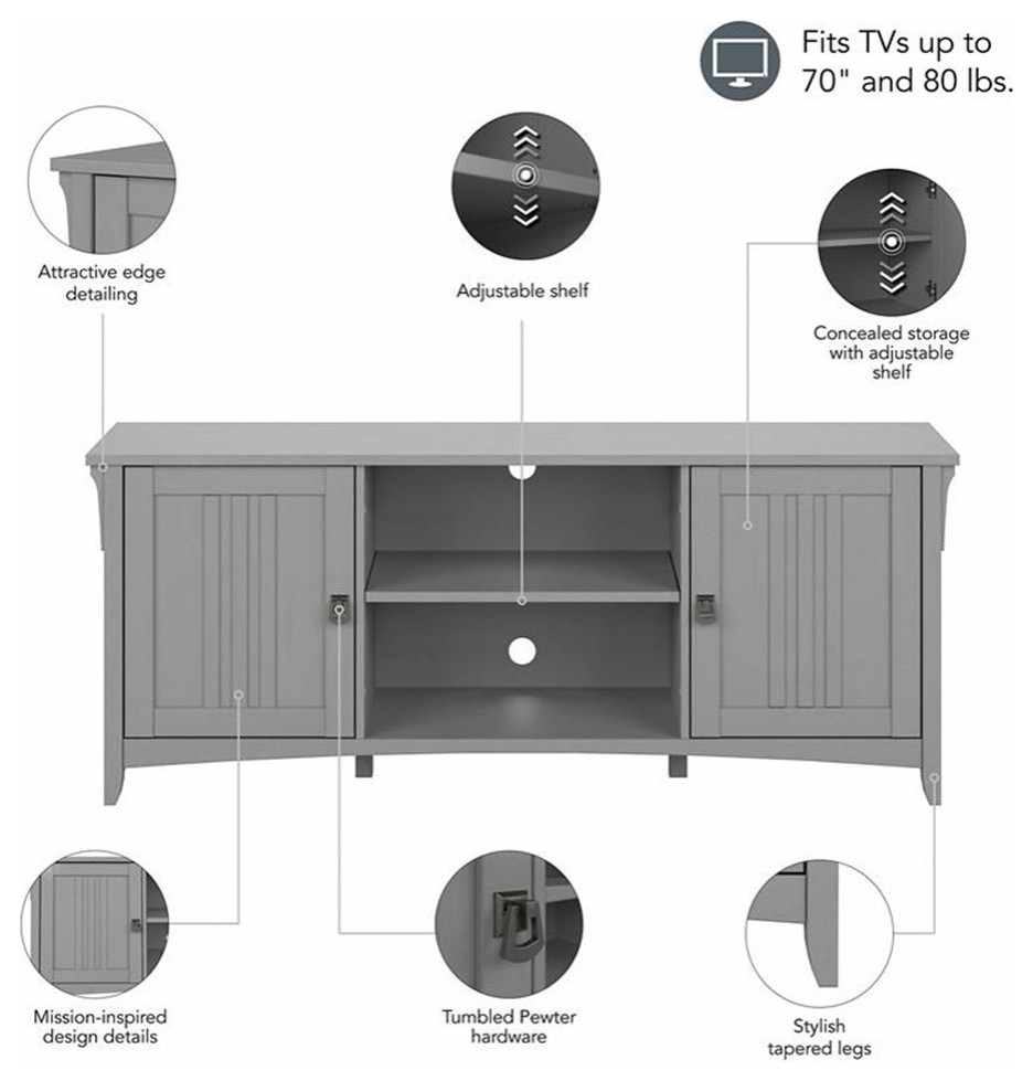 Salinas TV Stand for 70 Inch TV in Cape Cod Gray   Engineered Wood   Entertainment Centers And Tv Stands   by Homesquare  Houzz