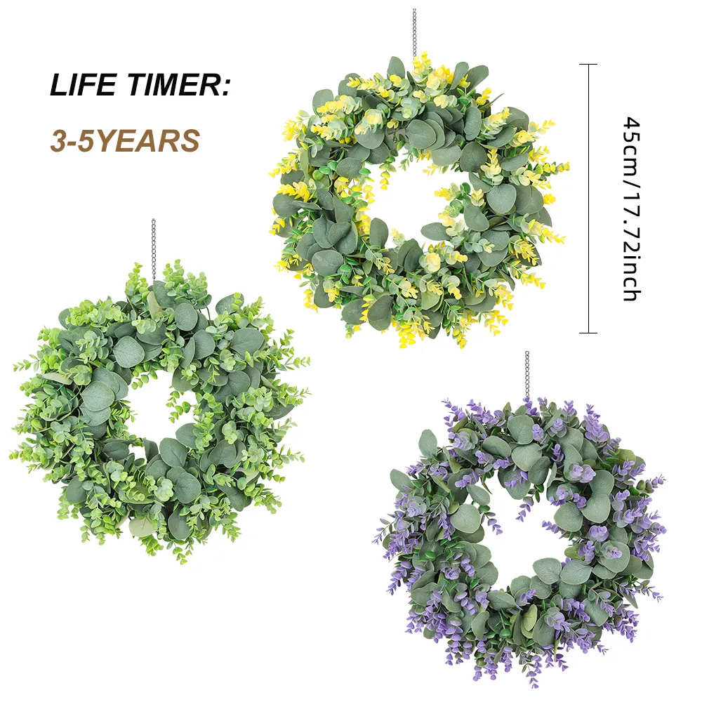 Hh 56 Garden Supplies Hanging Purple Boxwood Garland Artificial Decorative Flowers Wreaths and Plants for Door