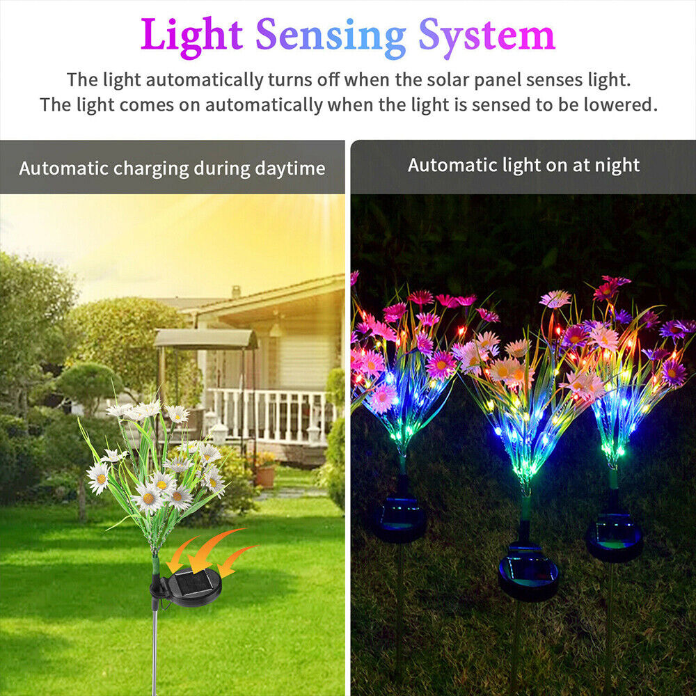 Kqiang 2PACK LED Solar Flower Lights Outdoor Garden Stake Landscape Decor Lamp