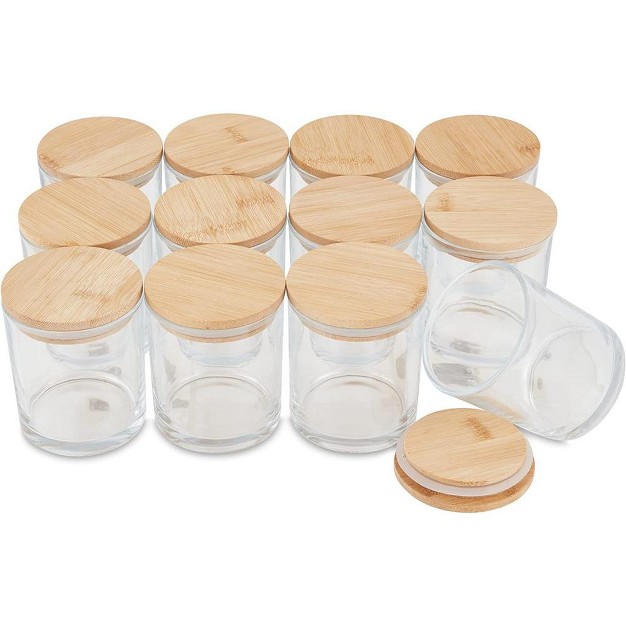 Pavelle 10 Oz Clear Glass Candle Jars W bamboo Lids For Candle Making