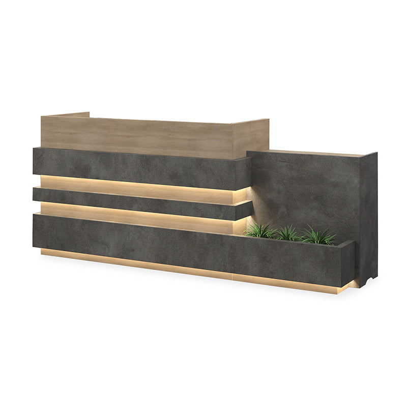 KERAN  Reception Desk 2.44M Right Panel - Acacia & Carbon Grey Colour