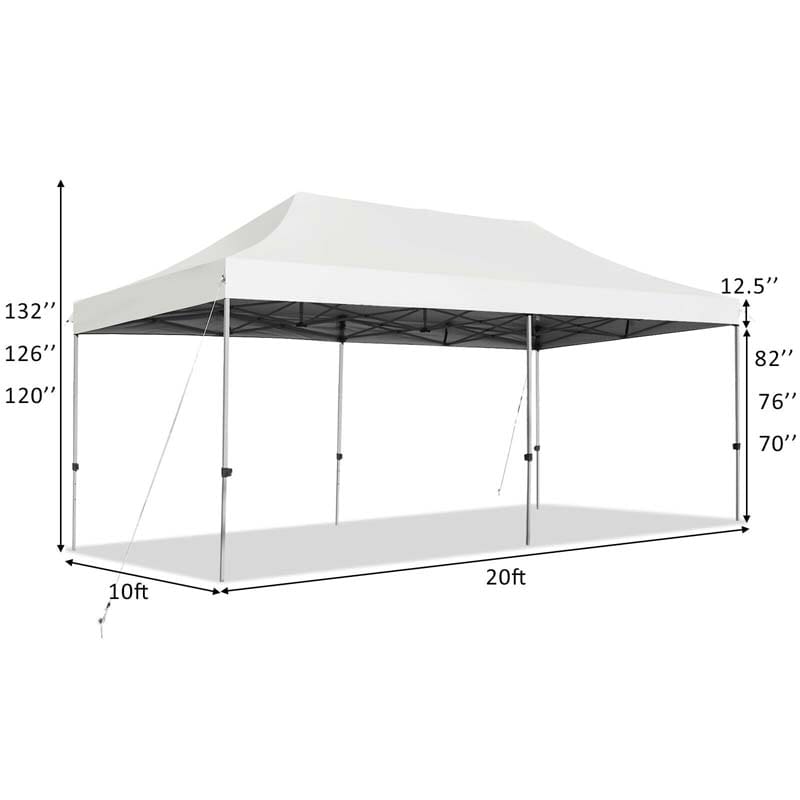 10 x 20 FT Pop Up Canopy Tent Portable Folding Event Party Tent Adjustable with Roller Bag