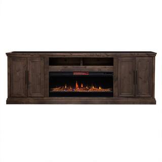 Bridgevine Home 97 in. Fully Assembled Brown TV Stand with Electric Fireplace Fits TV's up to 85 in. MY5410.JVA