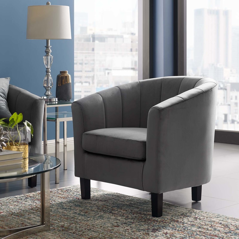 Modern Tufted Armchair Accent Chair  Velvet Fabric   Transitional   Armchairs And Accent Chairs   by House Bound  Houzz