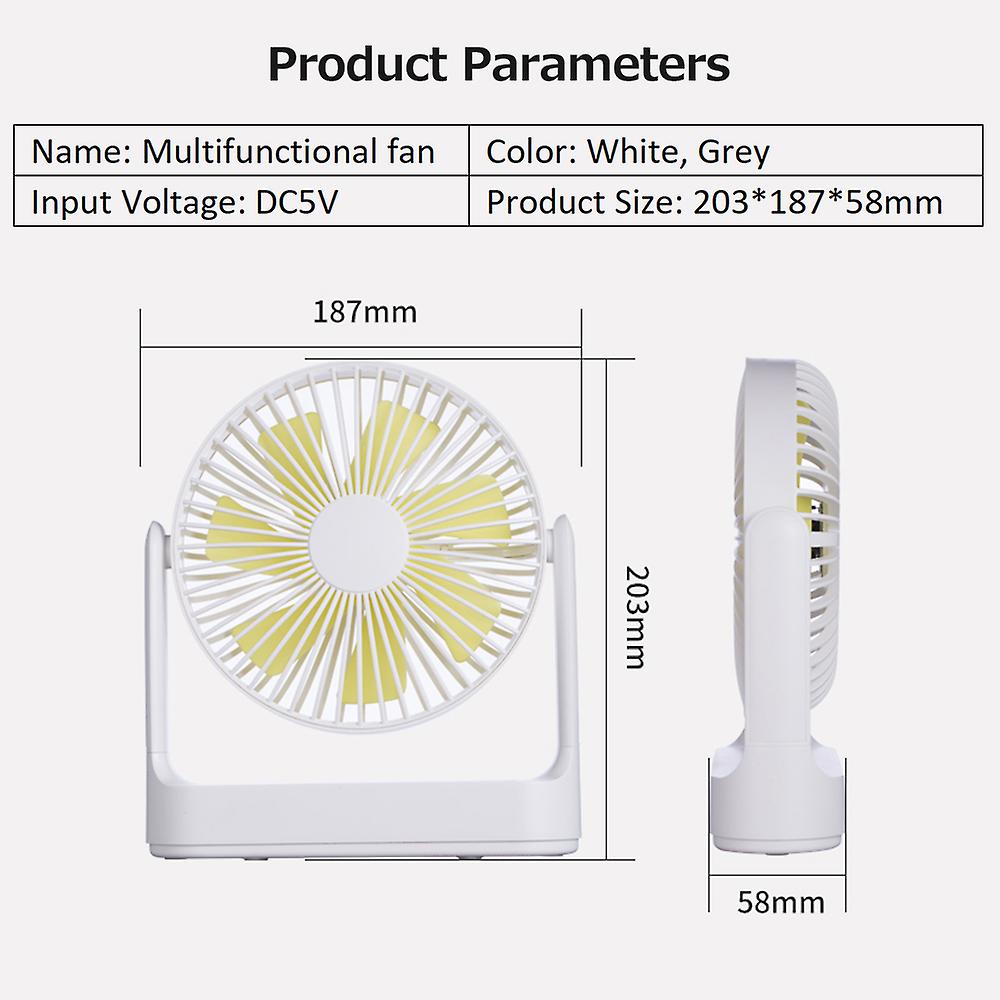 Multifunctional Desktop Usb Fan Portable Design Low Noise Operation With 4-gear Adjustable Wind Detachable Fan Blade Grey Grey Wired