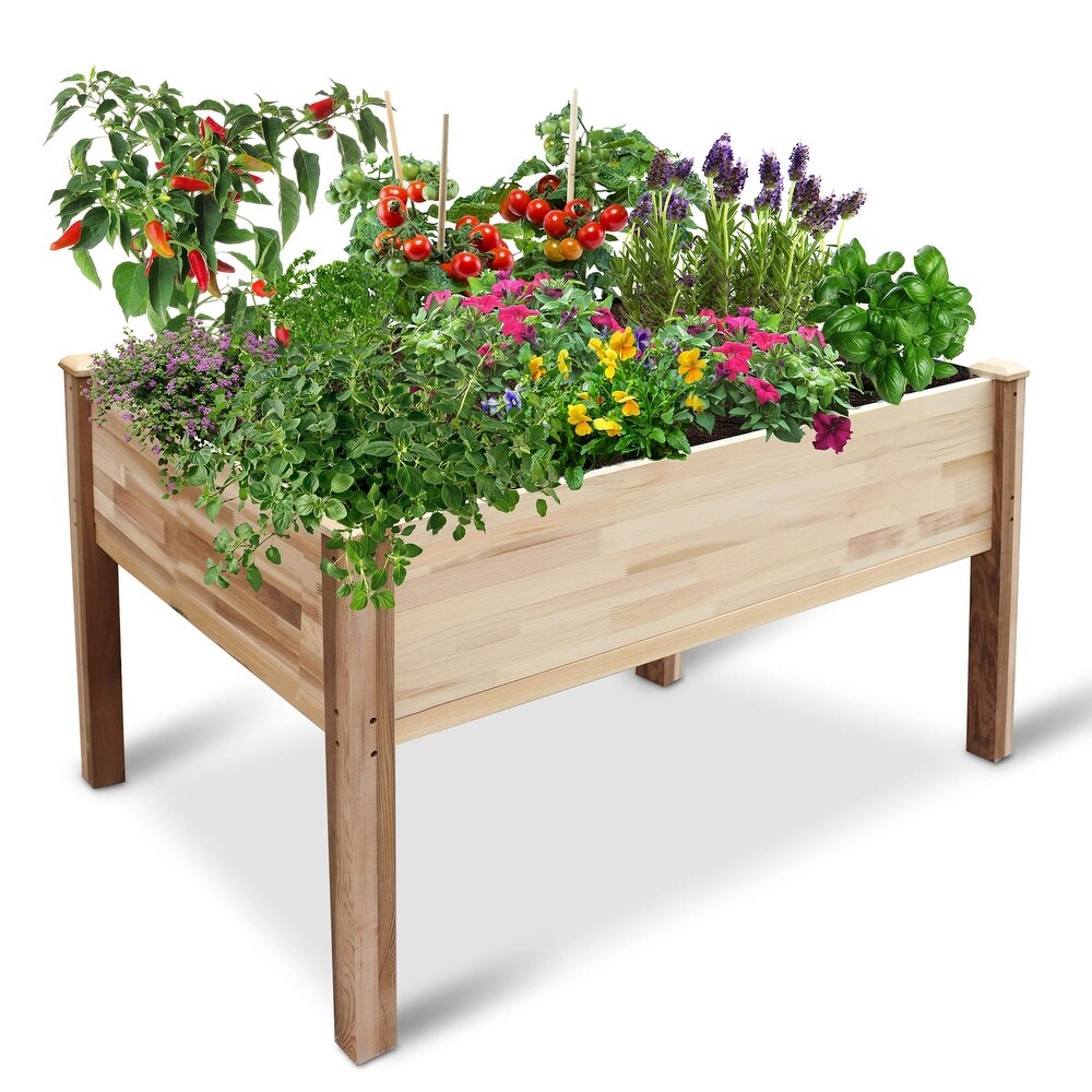 Jumbl Cedar Wood Raised Garden Bed   Herb Planter Box