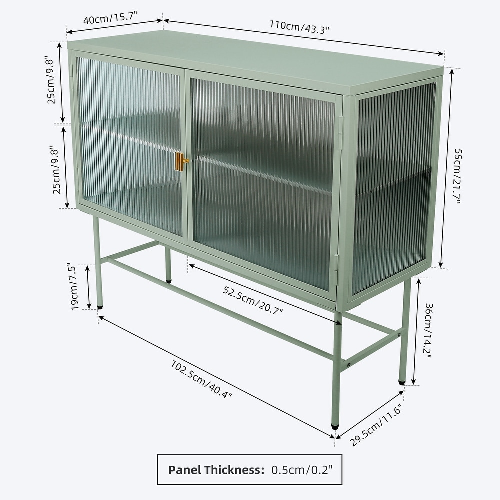 Kitchen Cabinet With Two Fluted Glass Doors