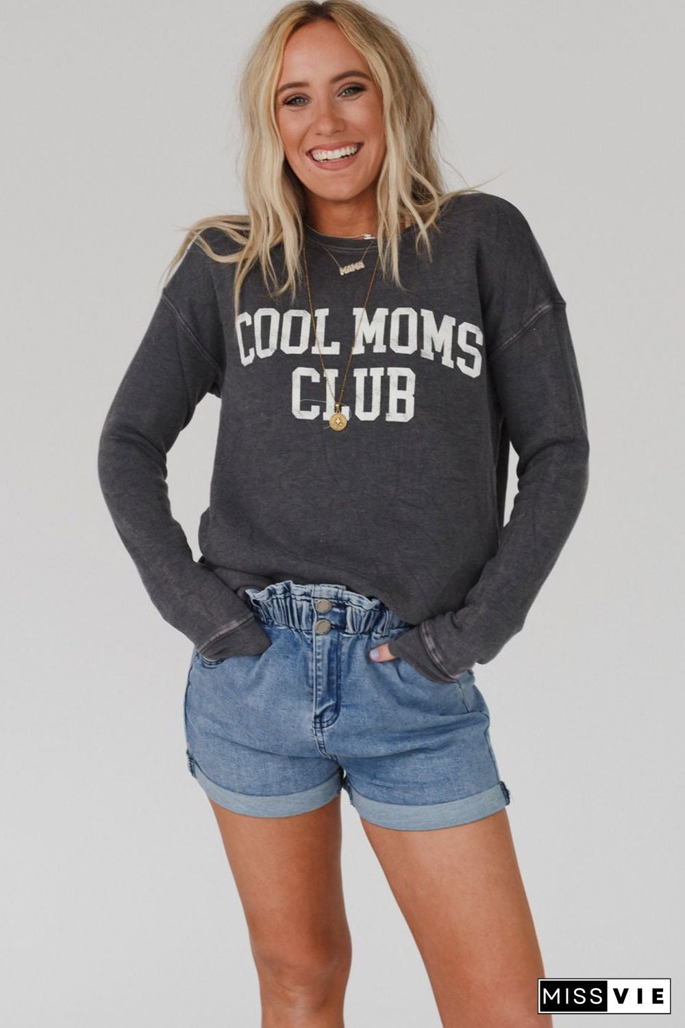 Gray COOL MOMS CLUB Drop Shoulder Sweatshirt