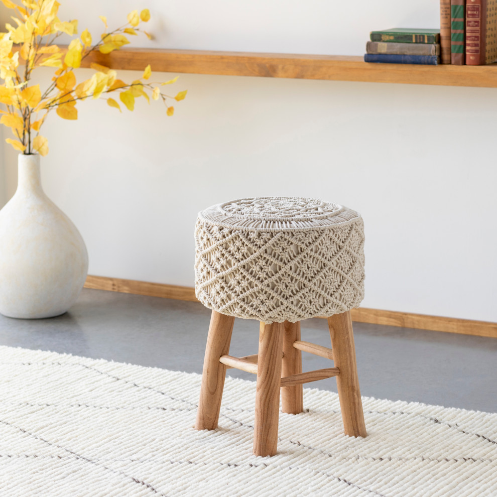 Surya Mandala MDL 003 Stool  Light Beige   Scandinavian   Footstools And Ottomans   by Surya  Houzz