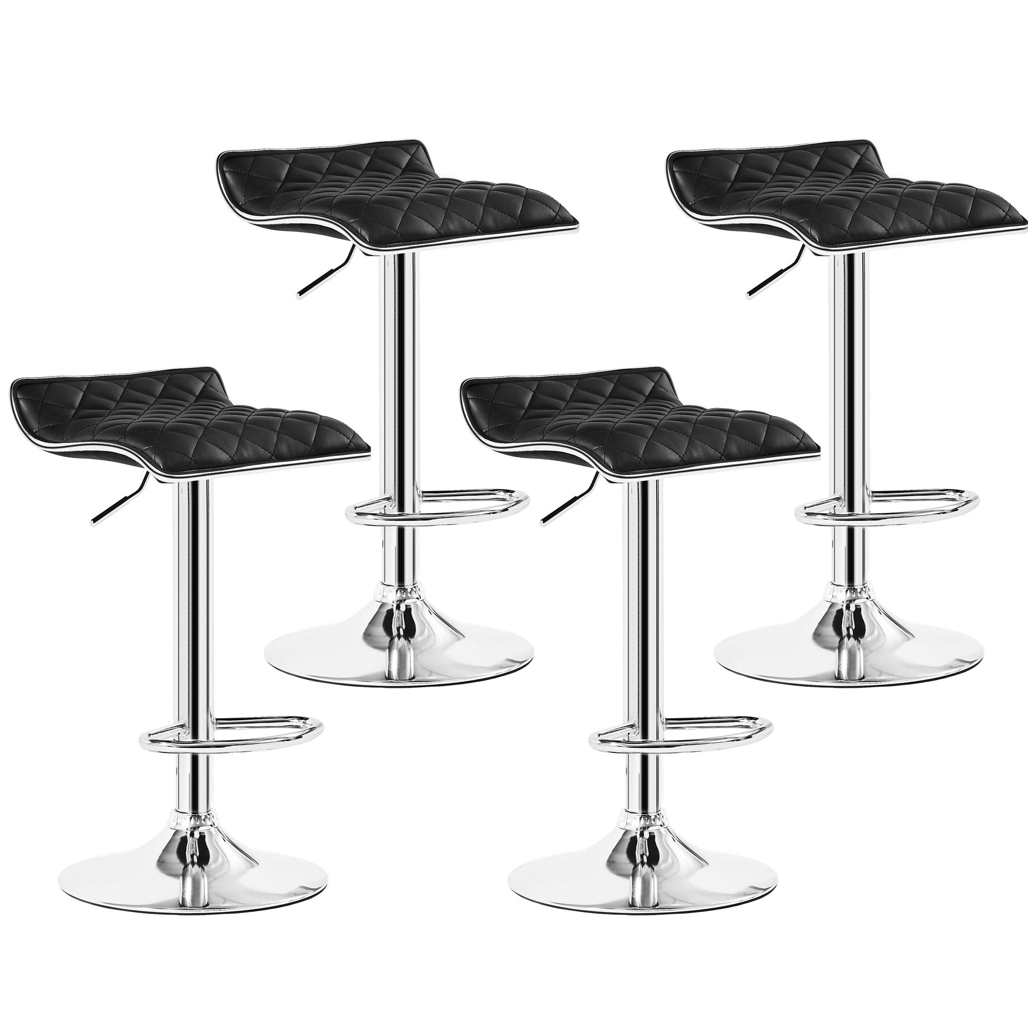 VECELO， (Set of 4) Adjustable Height Faux Leather Backless Modern Swivel Stool -Five colors