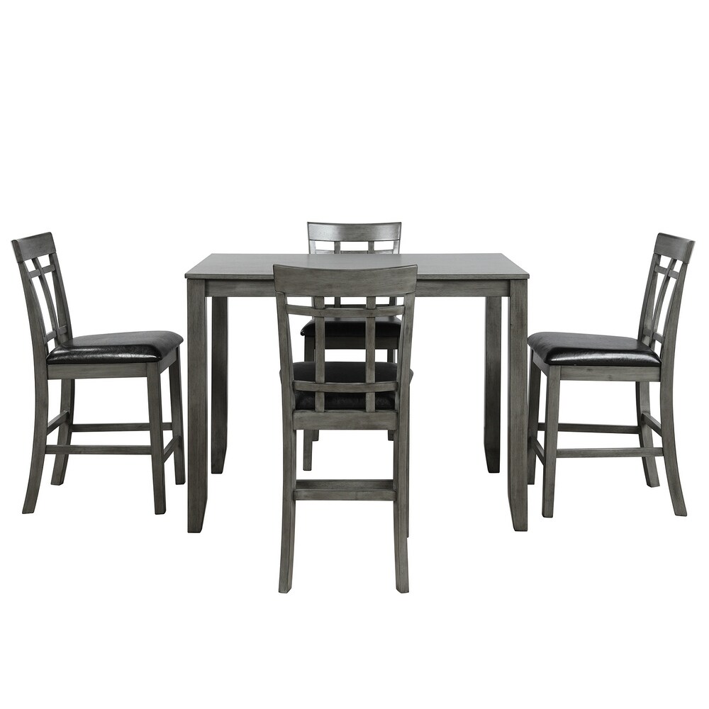 5 Piece Vintage Rectangular Table with 4 chairs  Wood Dining Table and Chair Set for Dining Room