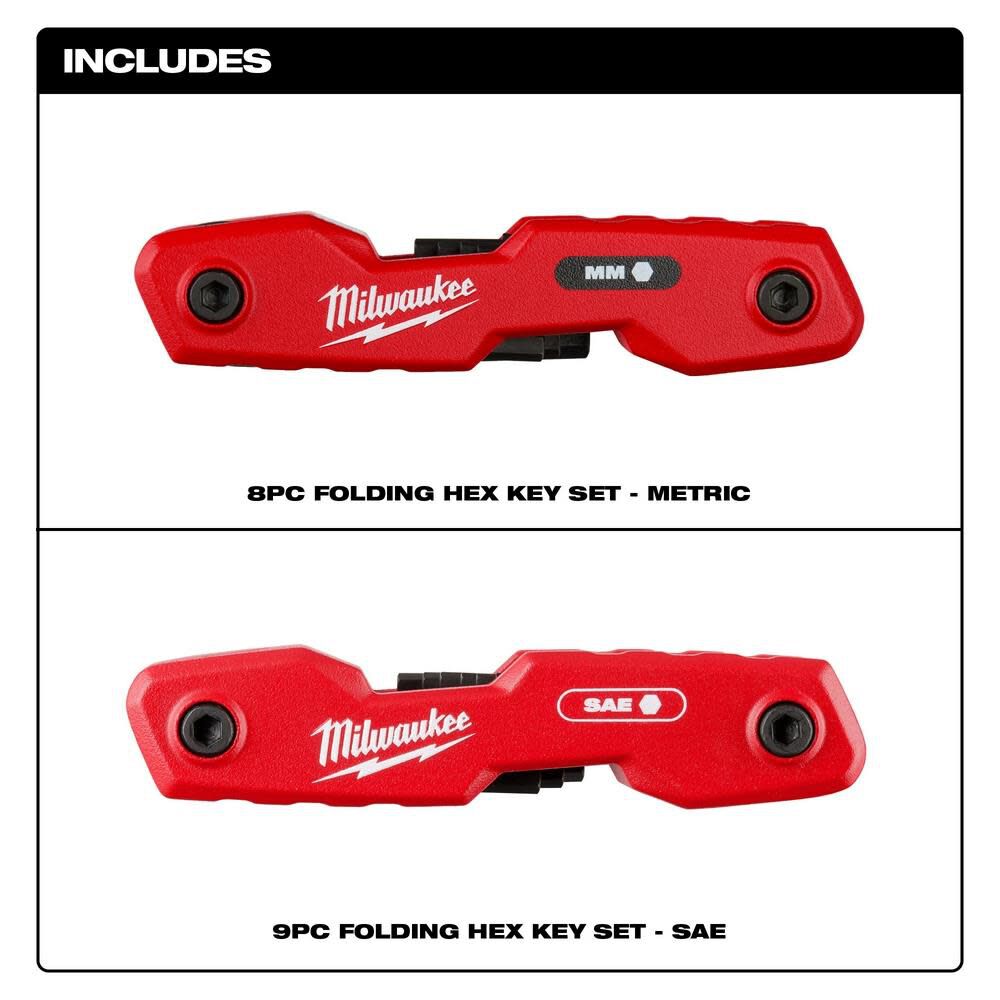 Milwaukee 17 Key Folding Hex Key Sets SAE/Metric 2pc 48-22-2183 from Milwaukee