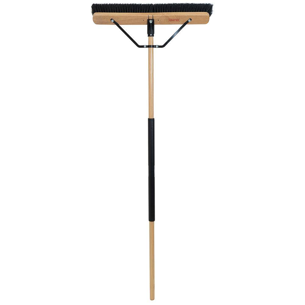 HARPER 24 in. All-Purpose HardwoodSteel Handle Push Broom for Leaves Gravel and Mulch 20201045